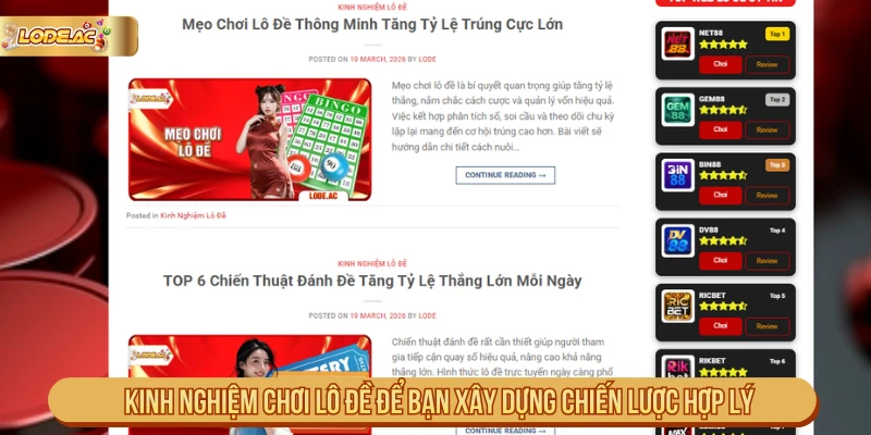 Các kinh nghiệm chơi lô đề được chia sẻ để bạn xây dựng chiến lược hợp lý